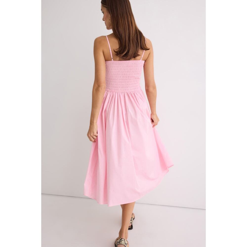 Ciao Lucia Pink Smocked Bodice Midi Dress - Picture 2 of 5